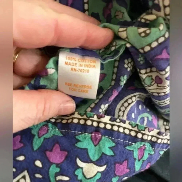 Vintage La Cera Dress Womens Boho Hippie ethnic Retro midi kaftan pockets-M - Picture 7 of 9